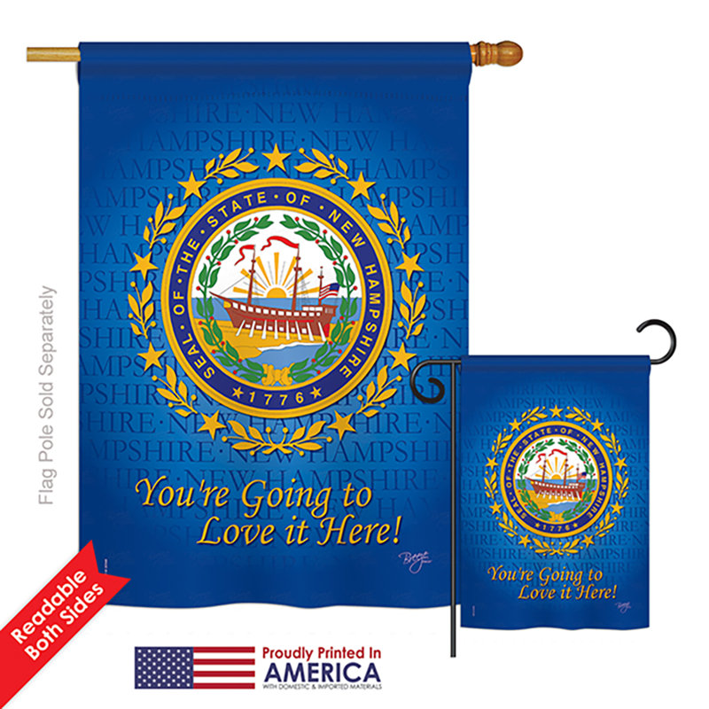Ensemble de 2 drapeaux en polyester vertical décoratif 2 côtés hampshire american statements