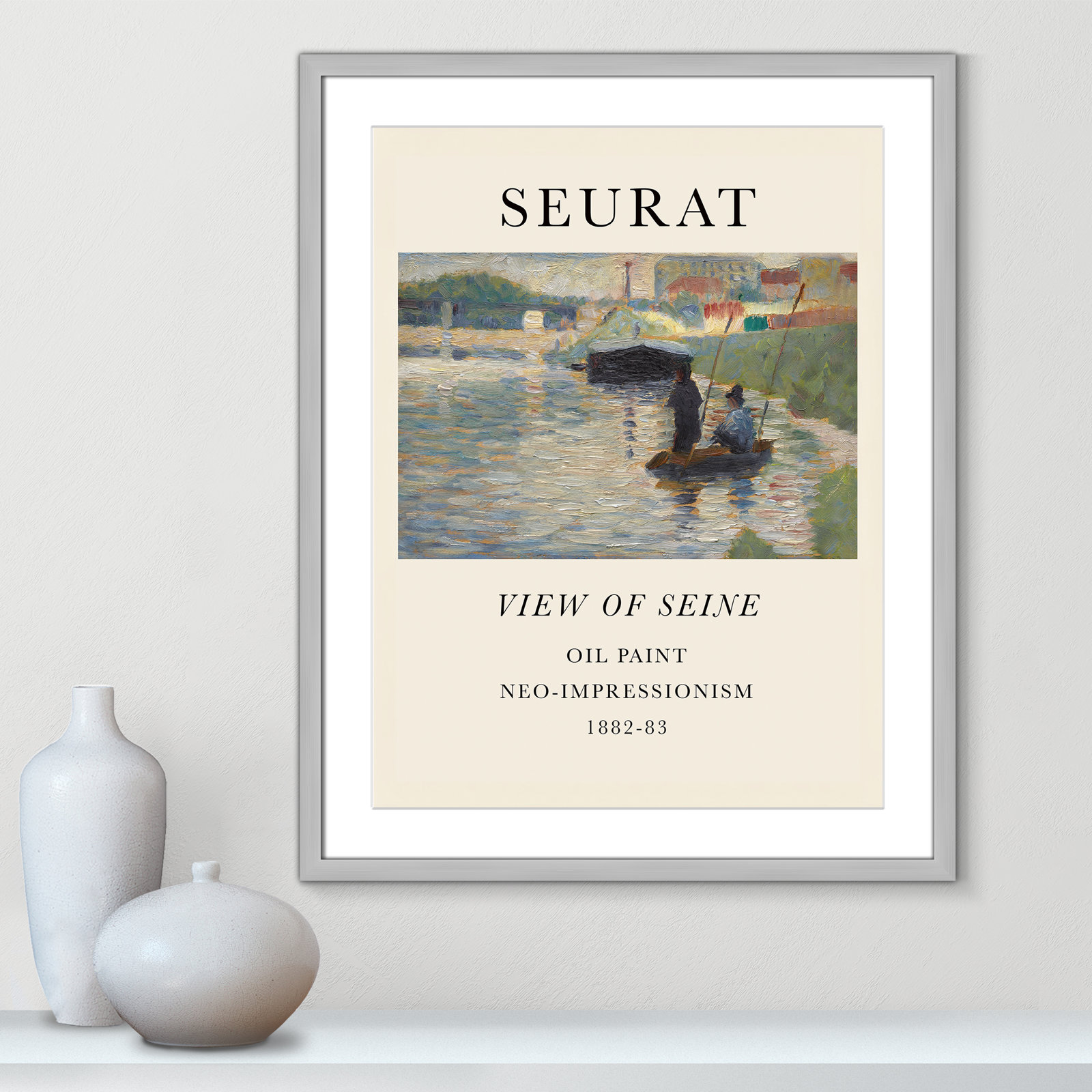 View Of Seine by Georges Seurat, Yes, 29.5" H x 23.5" W x 1.25" D, Silver Single Picture Frame