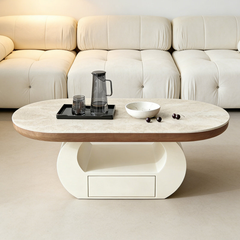 Table basse ovale avec rangement Living, H 15,74 po x L 43,3 po x l 23,62 po