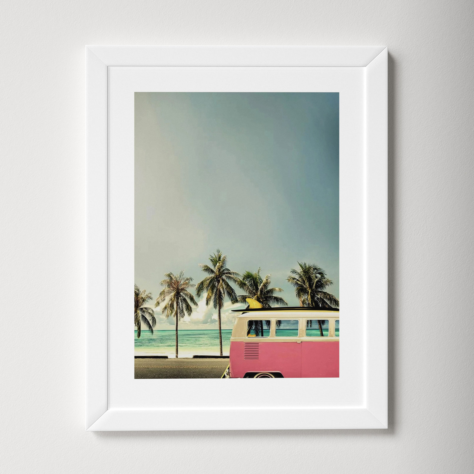 Raleigh "Surf Bus Pink" Photo Print, Matte White, 15.25" H x 12" W x 0.75" D