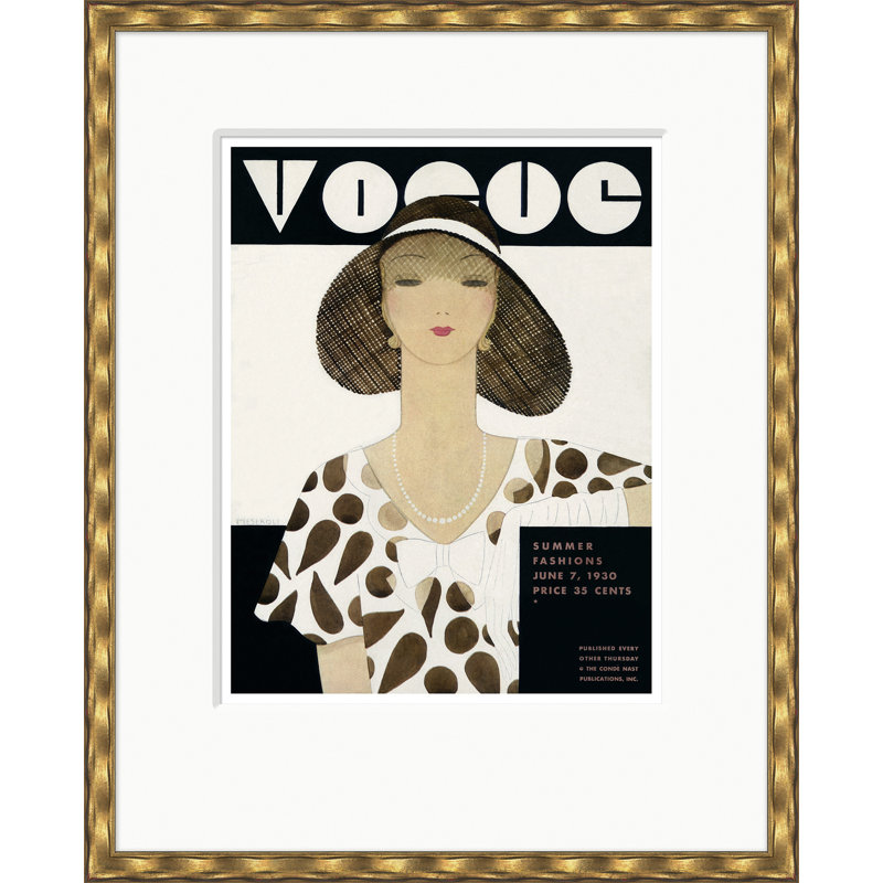 Vogue Cover, Summer Fashions, Harriet Meserole, June 7, 1930 Print by Harriet Meserole, Gold