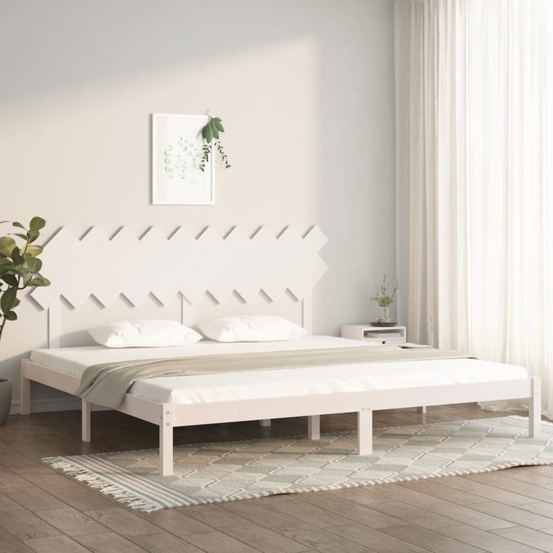 Bucyrus Solid Wood Bed, European Single (90 x 200cm), white