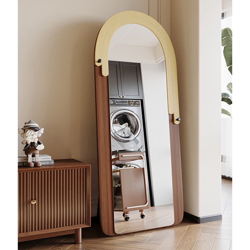 Mid-Century Arched Solid Wood Full-Length Mirror, 62,99 po x 23,62 po