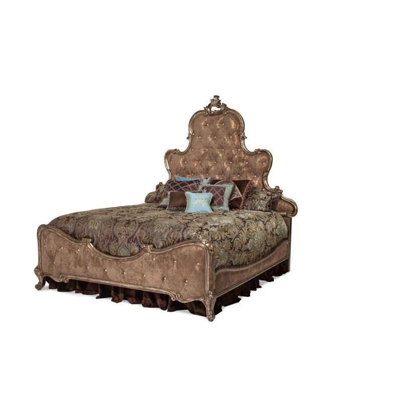 Upholstered Scalloped Bed, Champagne, Queen