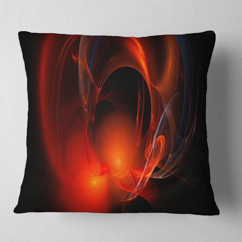 Nébuleuse fractale galactique - coussin abstrait imprimé, 18 po x 18 po, Noir / rouge, Coussin décoratif