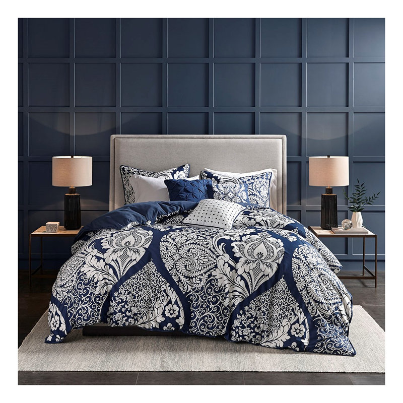 Ensemble de housse de couette pour lit double / grand 6 pièces - Literie transitionnelle multicolore avec coussins décoratifs, certifié Oeko-Tex