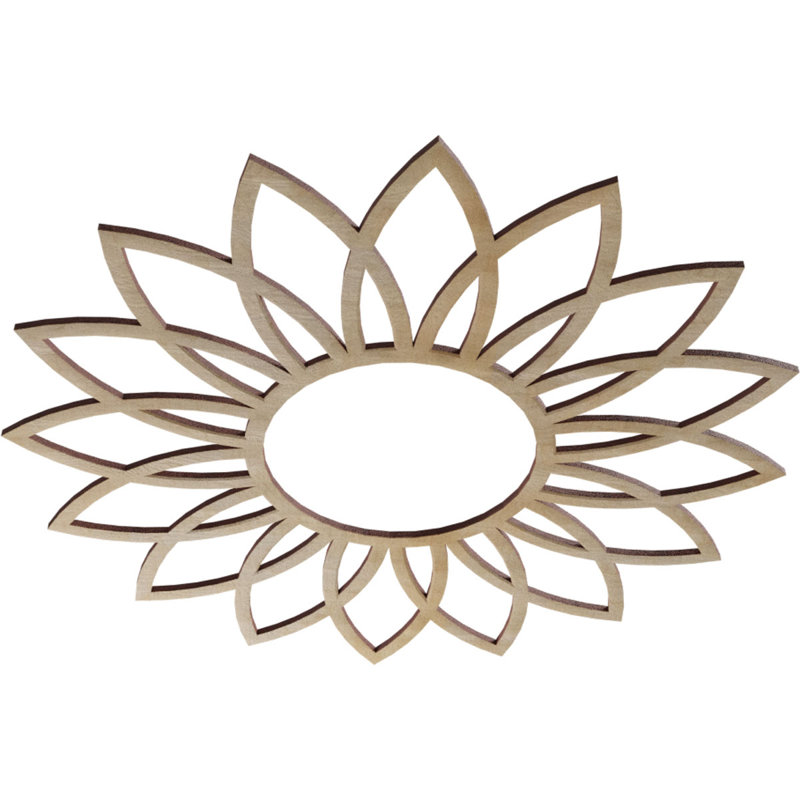 Médaillon de plafond 22 "x 22" x P 7 5/8 "x P 3/8" Daisy, H 22 po x l 22 po x P 0,25 po, Noyer blanc
