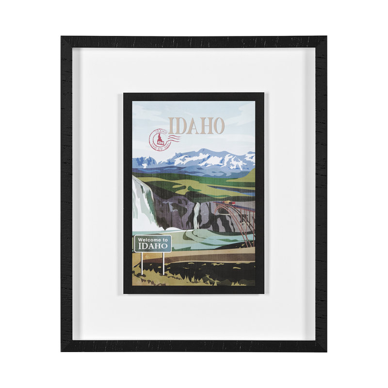 Idaho Go par Simone, reproduction d'art encadrée sous verre, Cadre simple noir, H 25,5 po x l 21,5 po x P 1,5 po, Blanc