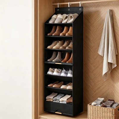 7 Shelf Hanging Shoe Organizer  Over The Door Shoe Storage With Breathable Mesh Pockets  Large Capacity Hanging Shoe Holders For Shoes