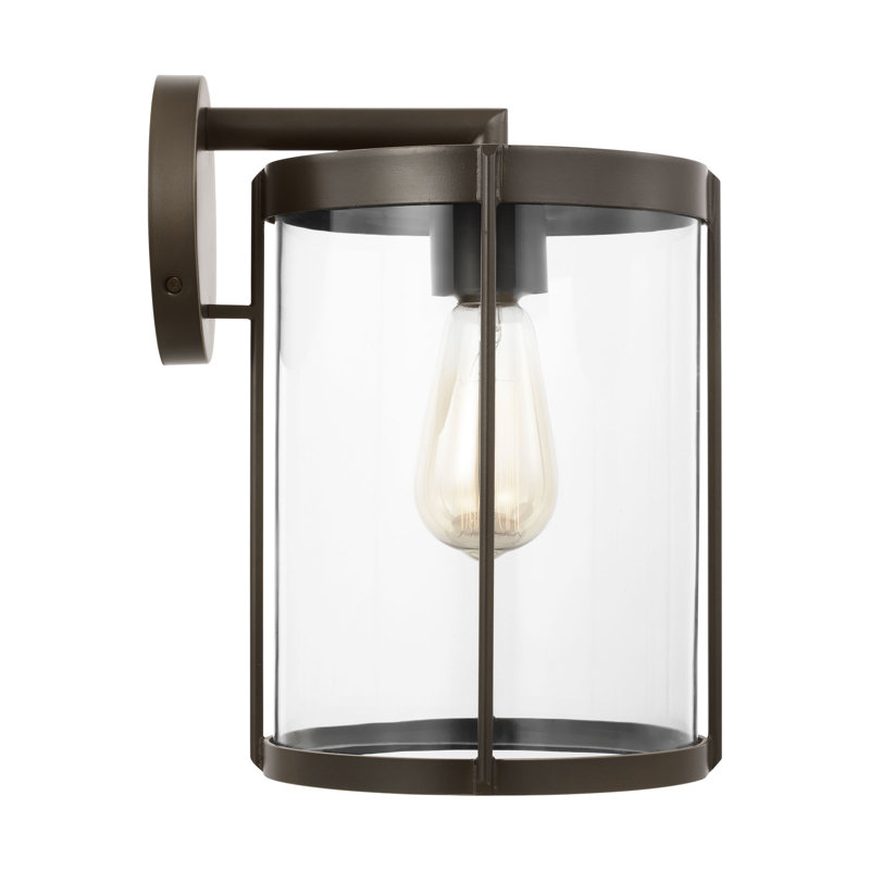 Lanterne moyenne Luning de Génération Lighting , Transparent, Bronze Antique, H 12 po x l 8,125 po x P 9,75 po