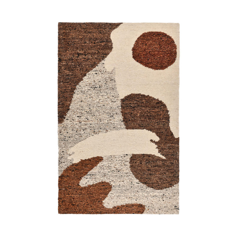 Hesperia Hand Woven Wool Fabric Cedar Rust Pattern Rug, Rectangle 2' x 3'
