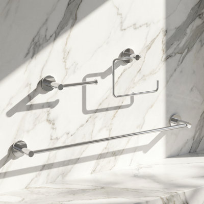 VIGO Cass 3-Piece Chrome Bathroom Hardware Set with 24-in Towel Bar, Toilet Paper Holder and Hand Towel Holder