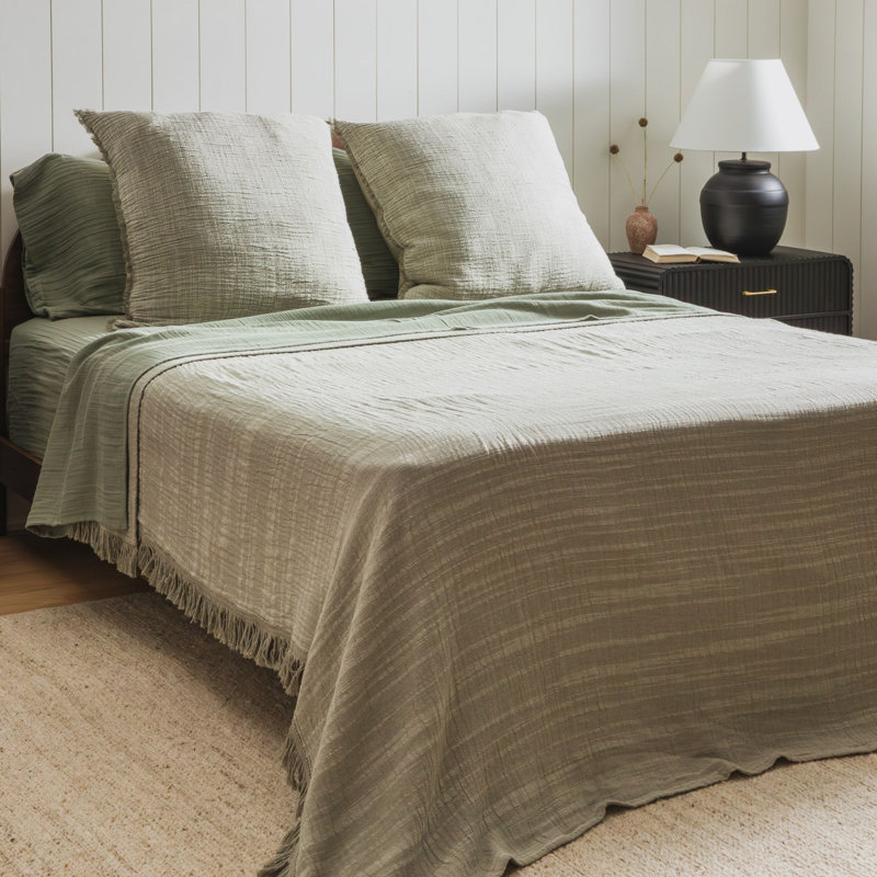 Sage Fringe Bedspread, King