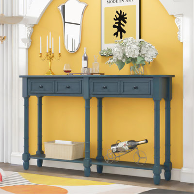 Console Table Sofa Table Easy Assembly With Two Storage Drawers And Bottom Shelf For Living Room, Entryway