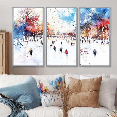 Ensemble de salon art mural patinoire I - paysage d'hiver