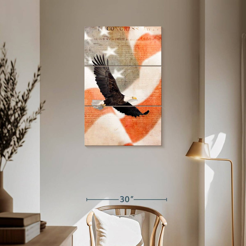 Brampt US Flag Bald Eagle, 57" H x 36" W