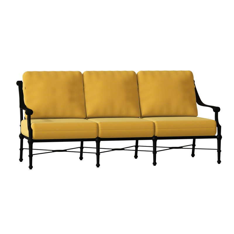 Delphi Outdoor 3 - Seat Patio Sofa, Textured Black, Canvas Spa Sunbrella® Canvas