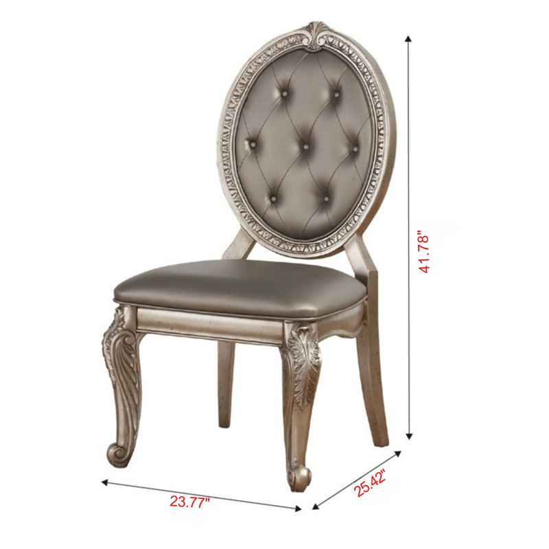 Chaise d'appoint en cuir synthétique et argent antique Zinnia (ensemble de 2)
