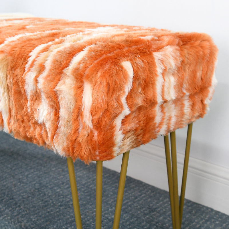 Markie Upholstered Ottoman, Burnt Orange