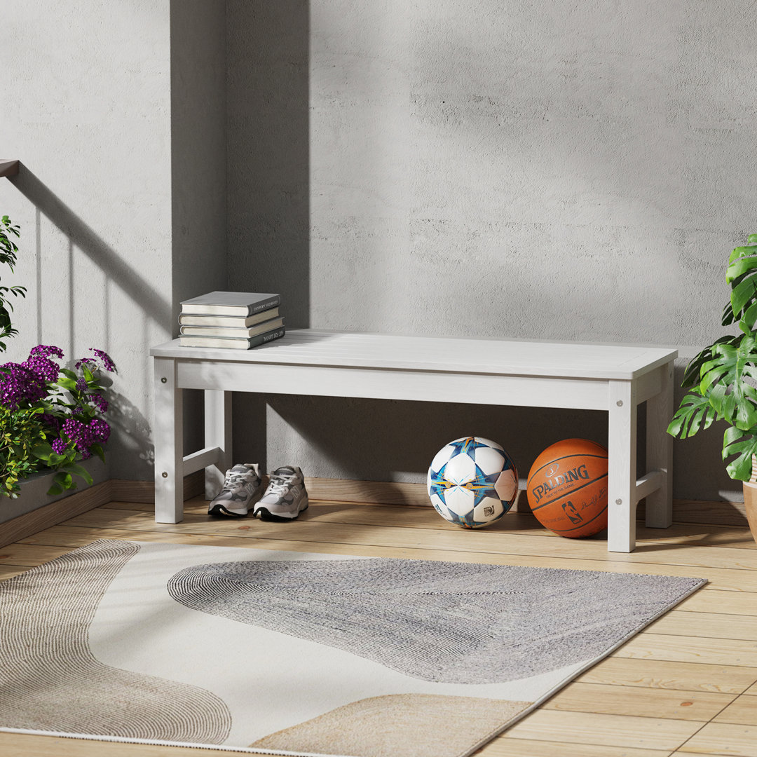 Holliann Outdoor Bench Two-Person Outdoor Poly Lumber Patio Backless Bench, Weatherproof Garden Bench That Never Rot and Fade, Suit for Garden, Porch, and Park. Winston Porter 