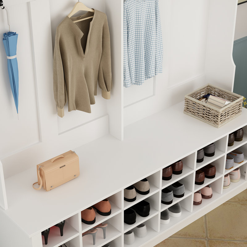 Antoinetta Hall Tree 63'' Wide with Bench and Shoe Storage