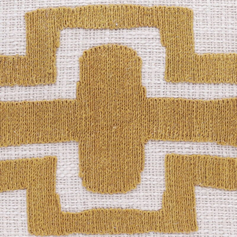 Ochre Yellow and White Geometric Stripe Cotton Pillow, 20x20
