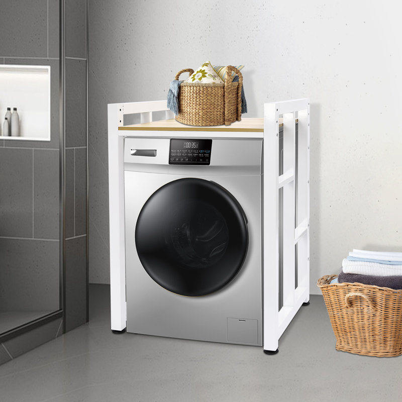 2 layer Washer&Dryer Rack Metal Storage Shelf, White