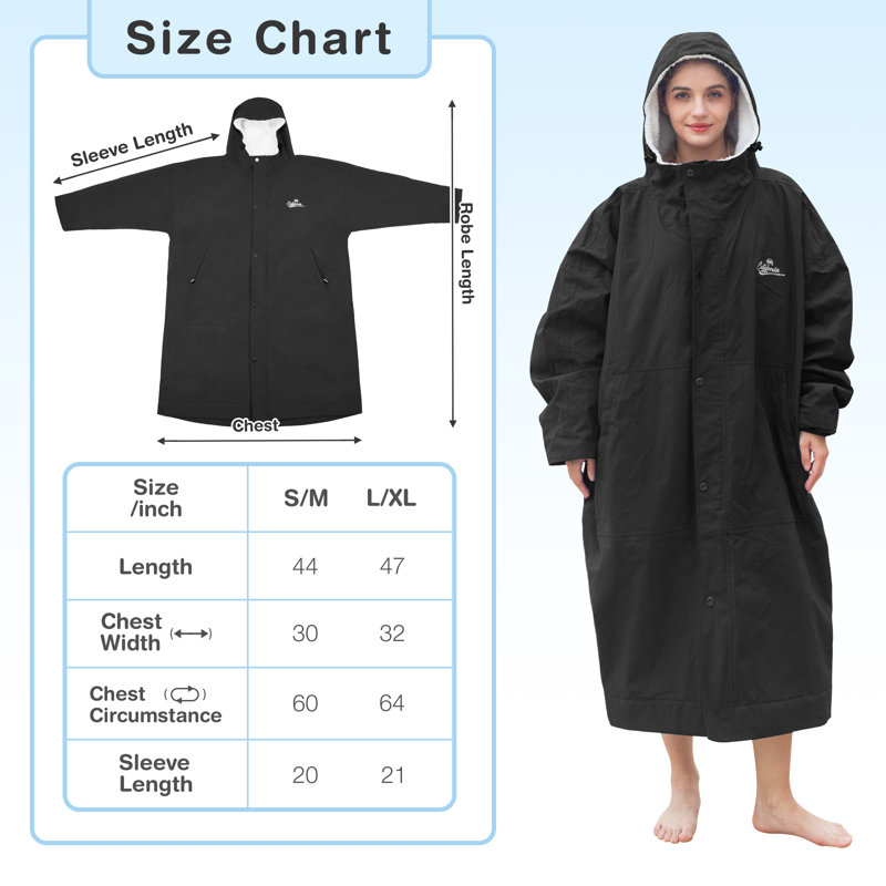 Parka de bain pour adulte très chaude Catalonia, Noir, M / L