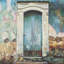 Toile porte bleue | Nature morte encadrée pour la décoration intérieure