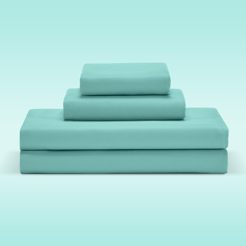 Microfiber Twill Sheet Set, Green, Twin XL Sheet Set with Fitted Sheet