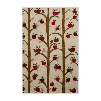 Washable Apple Trees Farm Area Rug