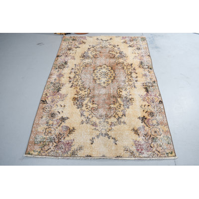 Handwoven Turkish Area Rug with Traditional Floral Design Ideal for Living Room or Bedroom Décor