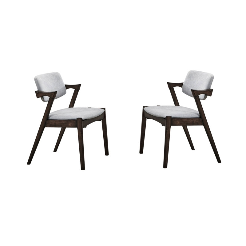 2 chaises de salle à manger modernes Mid-Century 2 pièces, bois d'hévéa massif, coussin de siège rembourré en tissu, ton noyer, siège de 2 places en bois, coussin en mousse avec revêtement, bois d'hévéa