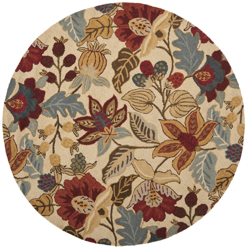 Jalayiah Jardin Hand Tufted Wool Rug, Round 6'