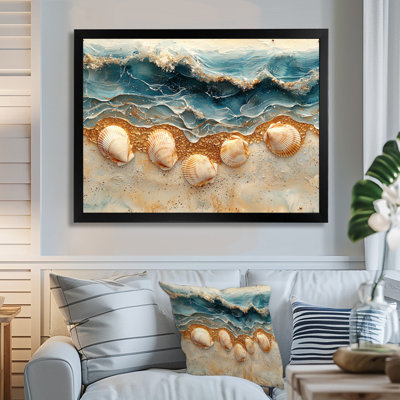 Coquillage et plage marbrée paysage III - art mural bord de mer