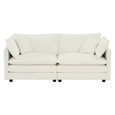 2 White Chenille - Breathable Seat And Back Living Room Couch Frame