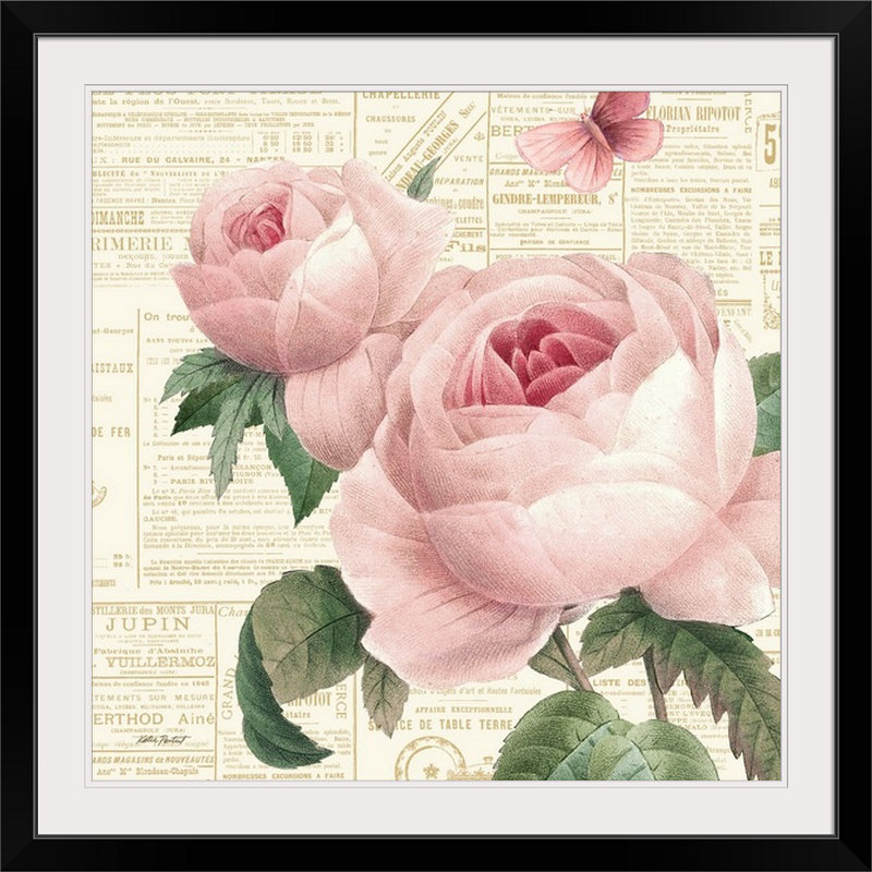 «Roses in Paris VI» par Katie pertiet, impression, H 38 po x l 38 po x P 1 po, Cadre noir