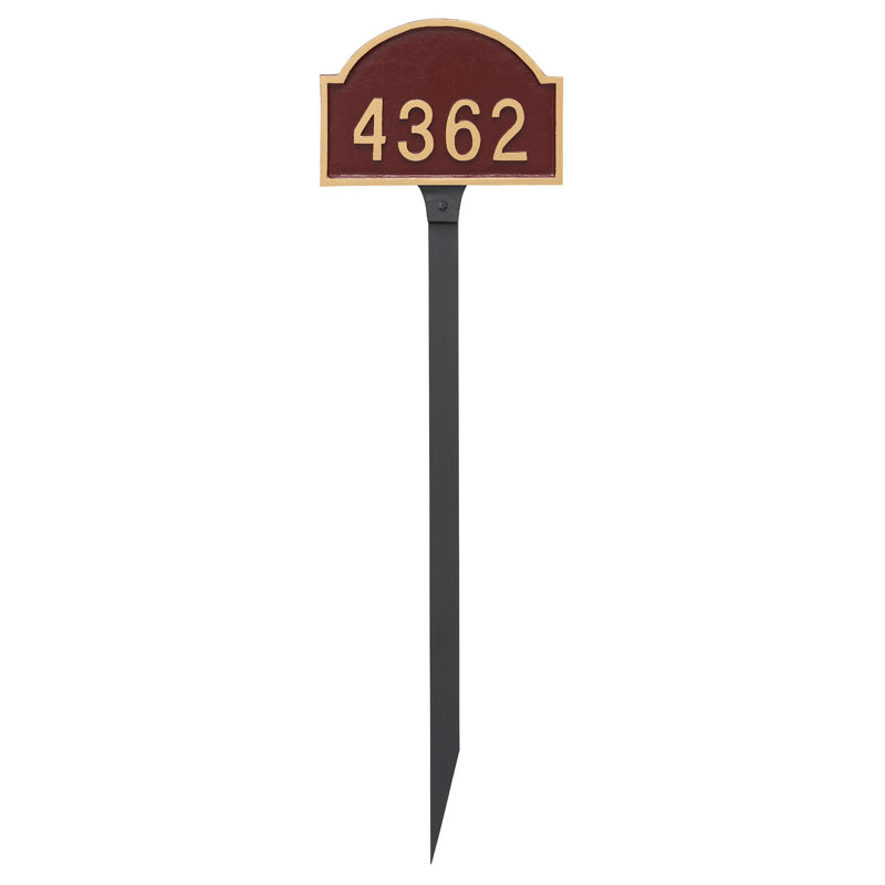 Enseigne d’adresse pour pelouse sur 1 ligne dover, Noir / or