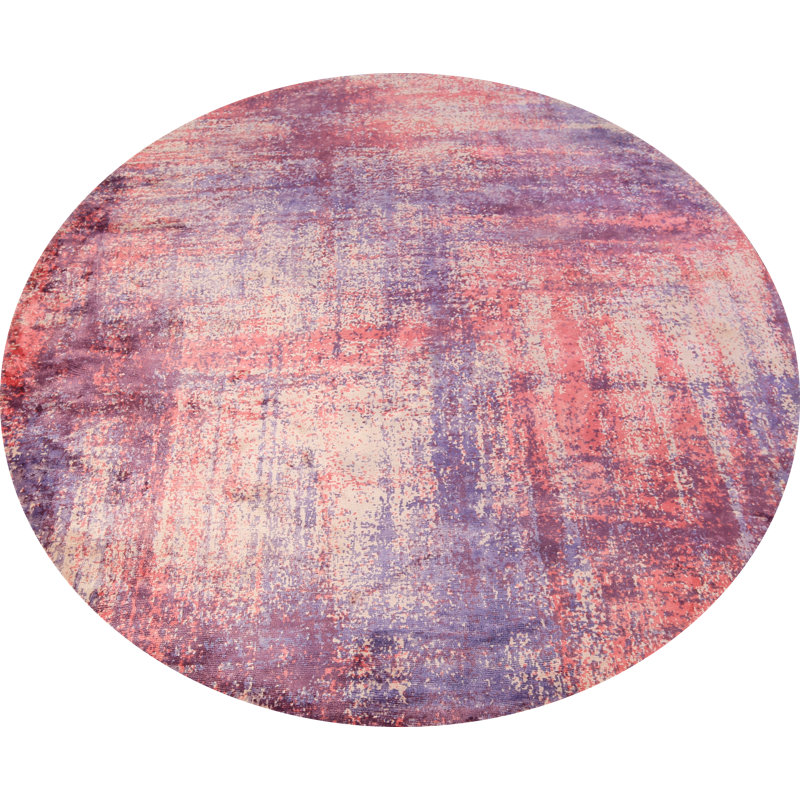 Tapis rond moderne abstrait all-over 6 pi 6 po x 6 pi 6 po