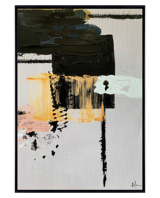 Formelle Single Picture Frame Painting on Wood, 150cm H x 90cm W, Black