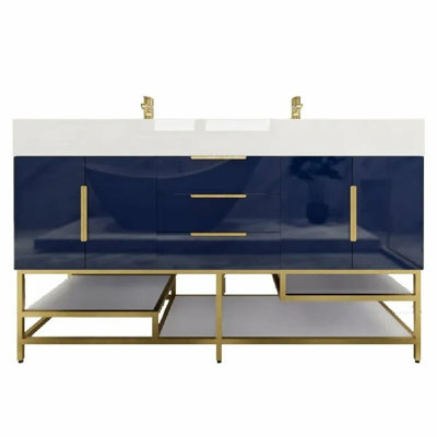 Ensemble de meuble-lavabo double l 59,45 po x P 19,75 po x H 36 po Ivanees Blossom