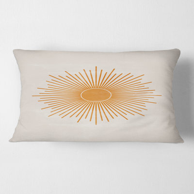Orange Sun Print II Geometric Lumbar Pillow