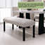 Ensemble de table de salle à manger moderne 6 pièces, table de salle à manger en faux marbre blanc de 63 po avec pieds en bois d'hévéa et 4 chaises rembourrées beiges et 1 banc, convient pour la salle à manger, la cuisine, facile à assembler-711896419-711896429
