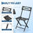 3-Piece Folding Bistro Set, Patio Table & Chairs, Space Saving Outdoor Furniture Black-2145468742