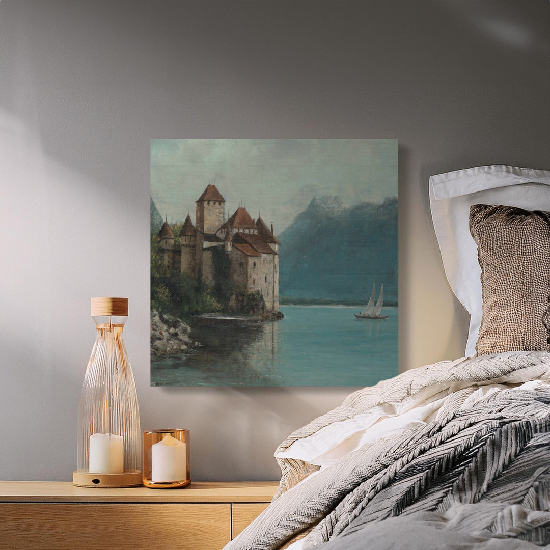 Moody Castle Lake Scene Canvas Print