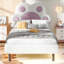 Lit plateforme simple tapissier avec tête de lit en forme de patte d'animal et DEL, rose