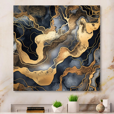 Or et marbre gris scintillant Galaxies IV - art mural fractal