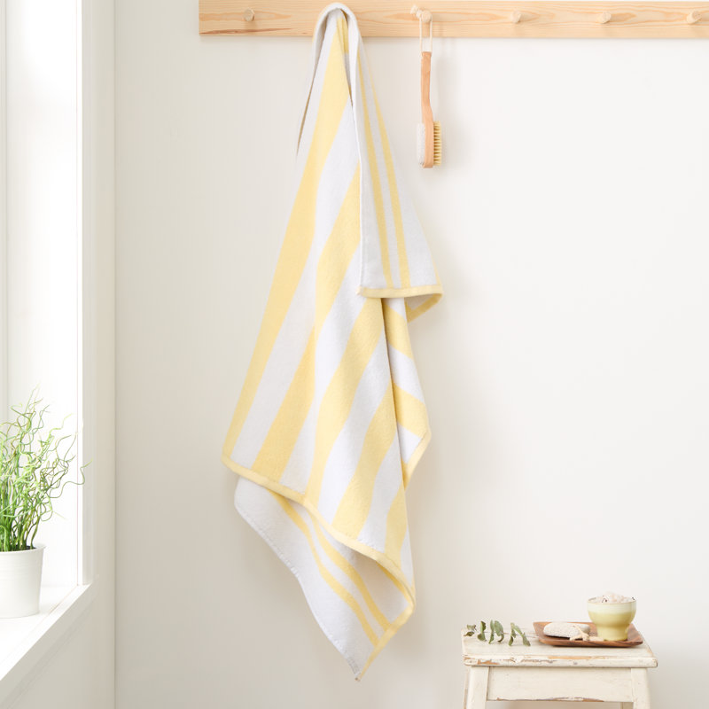 Reversible Stripe Jacquard 100% Cotton Hand Towel, Yellow