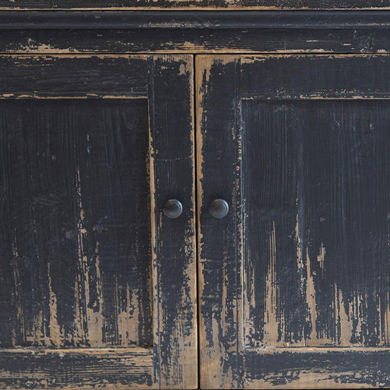Buffet Miy, 3 portes, bois de pin 65 pouces, Noir antique
