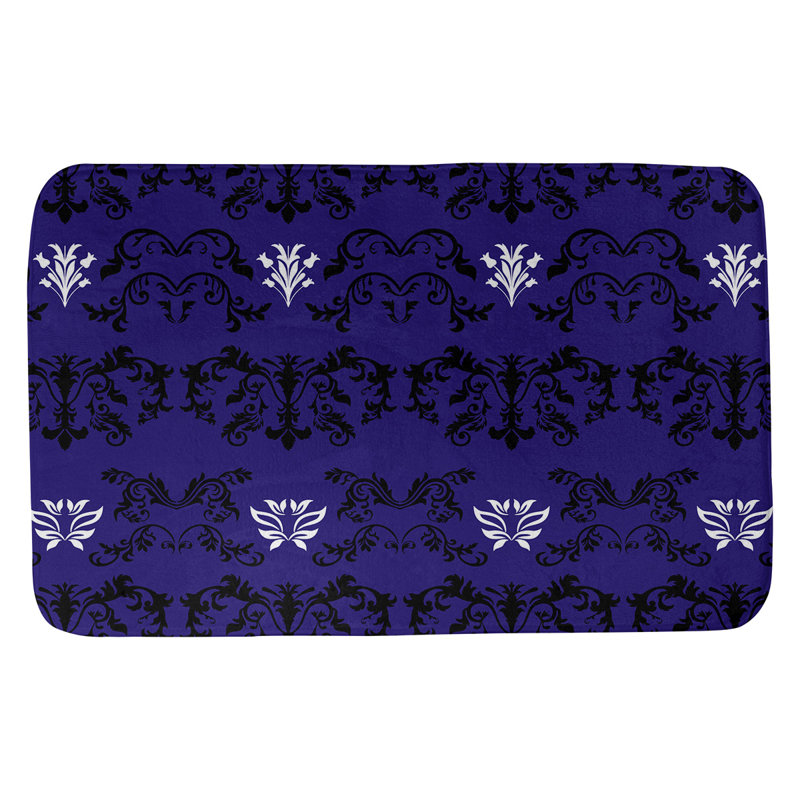 Tapis pour salle de bain Baltimore, l 21 po x L 34 po, Noir / mauve / blanc